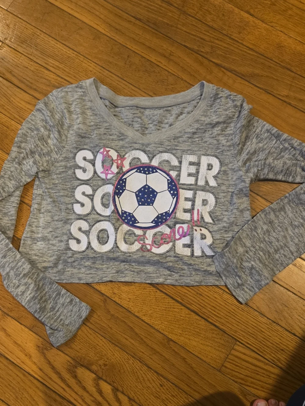 Girls' Gray 'Soccer' Graphic Long-Sleeve Tee